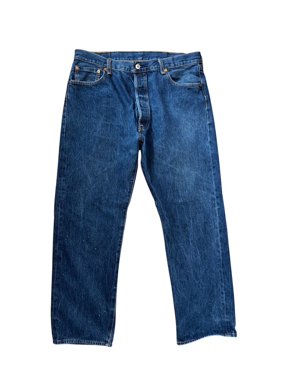 Levi's 501 Men's Dark Blue Relaxed Straight Jeans 38x30 100% cotton; button fly